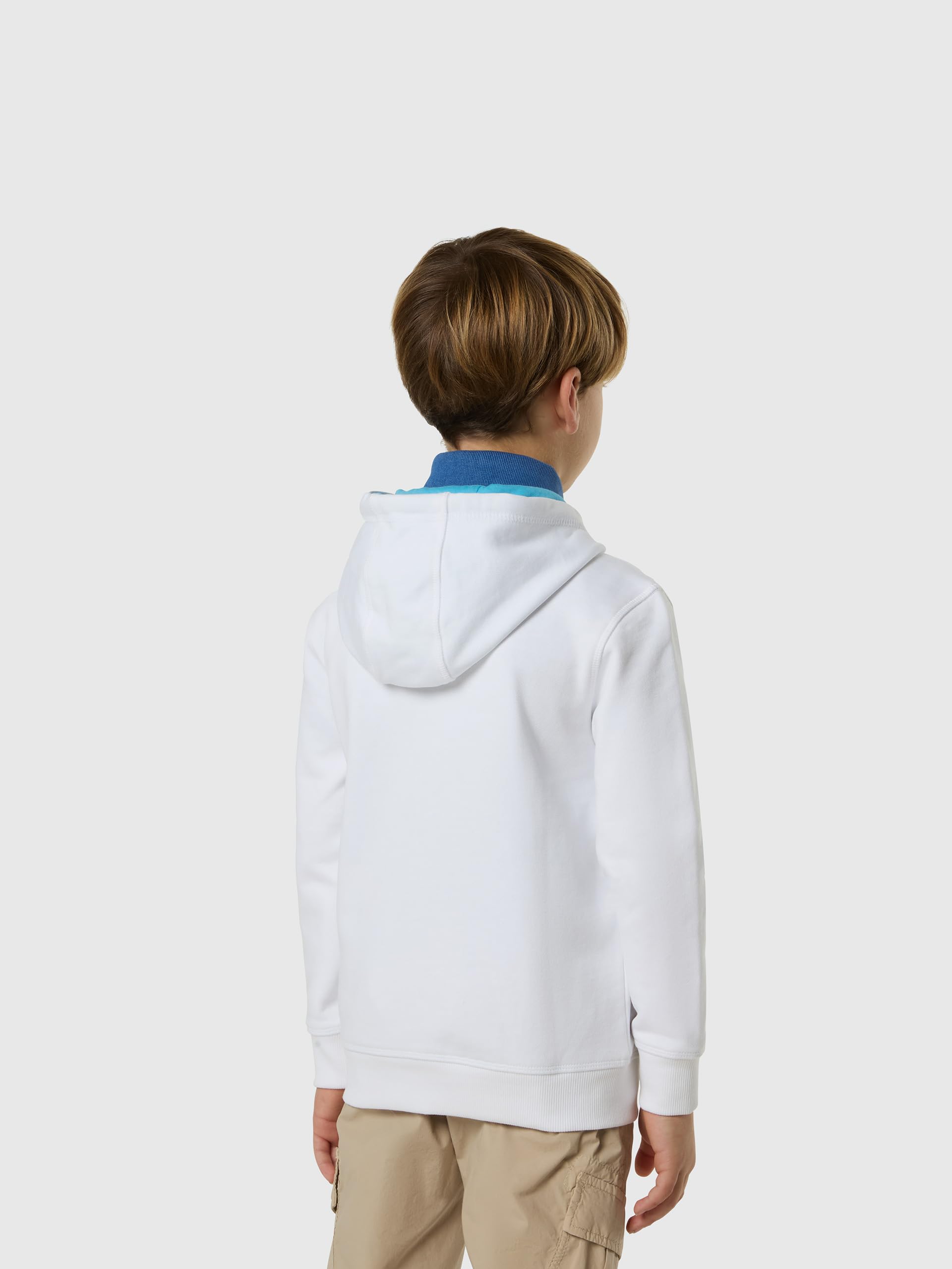 NORTH SAILS Felpa Hoodie Bambino in Cotone Organico con Zip e Maxi Logo