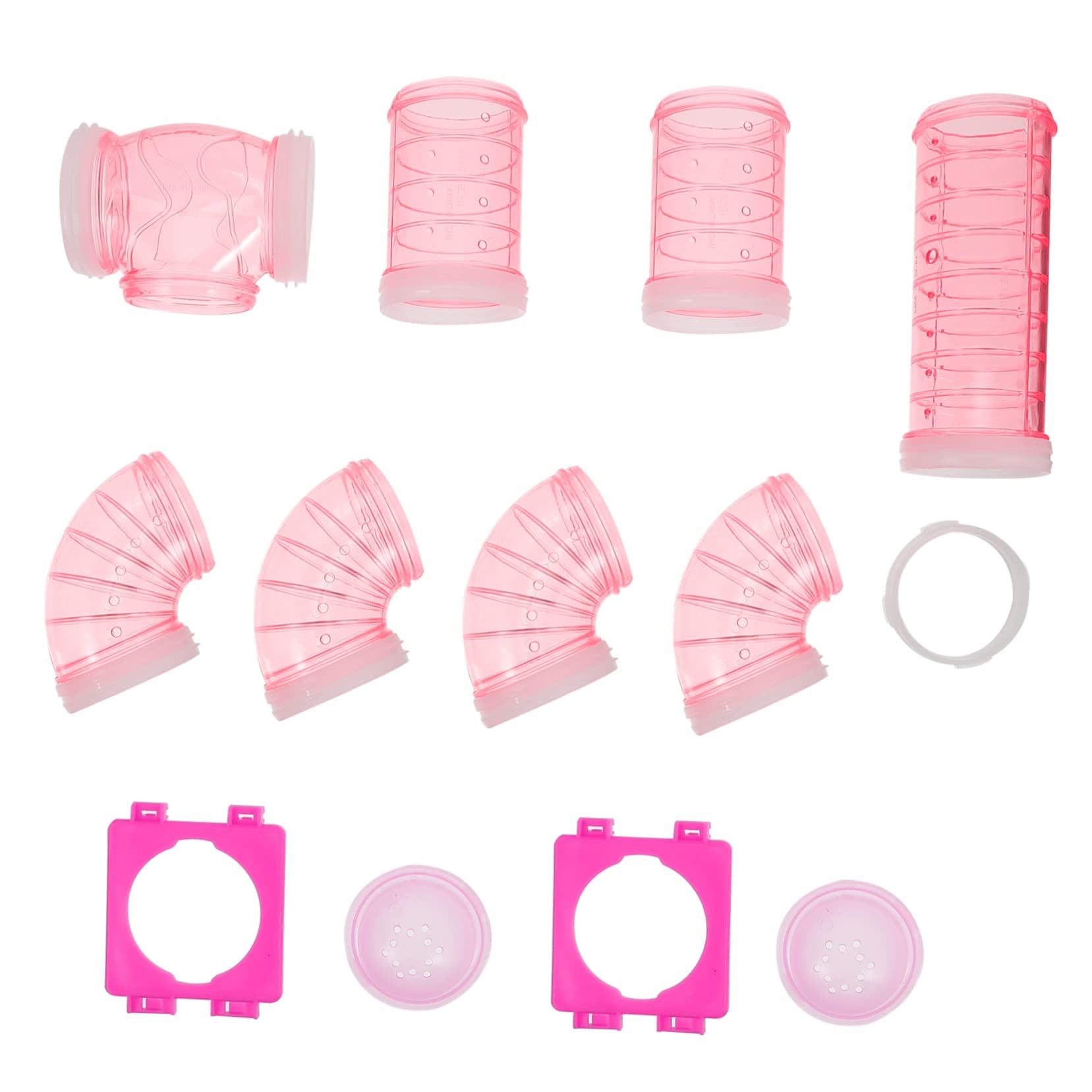 Tunnel per Criceti in Plastica Rosa, Moduli Labirinto Fai-da-te Resistenti e Collegabili per Animali Domestici, Gioco per Gabbie e Recinti