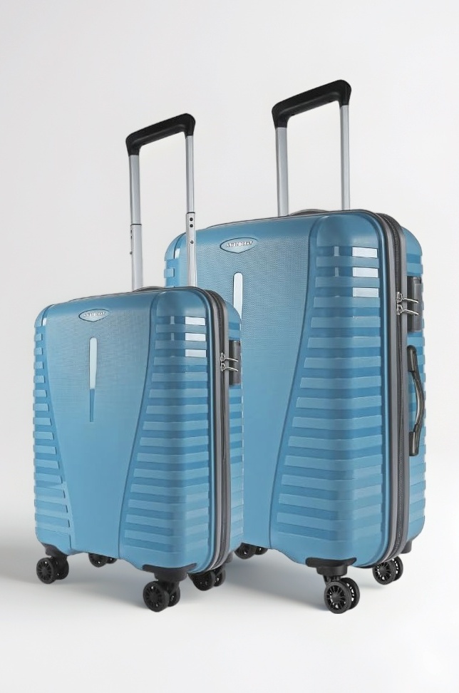 Aristocrat Air Pro Trolley Bag Set of 2 Polypropylene Spinner Wheels Hard Luggage (55Cm and 66Cm) | Cabin and Medium Check-in Luggage | Secured Combination Lock | Cross Teal | Unisex
