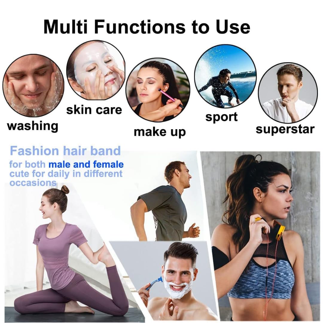 KLNEEDS Black Metal Hair Band for Men β 10 Pcs Thin Wavy Non-Slip Adjustable Headbands for Women & Boys, Sports, Gym, Yoga, Running & Face Wash 4