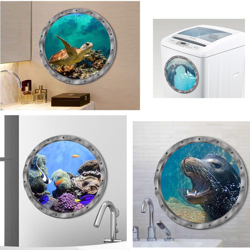 Amazon.co.jp: IADSFSV(ひさこ) ウォールステッカー 海の生き物 偽窓