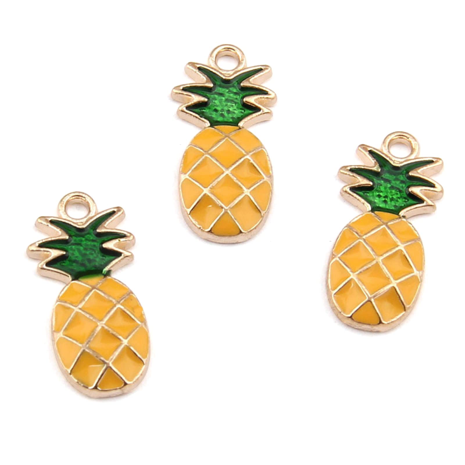 PandaHall 10pcs Alloy Enamel Pineapple Charms Pendants Light Gold Plated Lovely Fruit Metal Dangle Charms for DIY Necklace Bracelet Earring Crafts — image 1