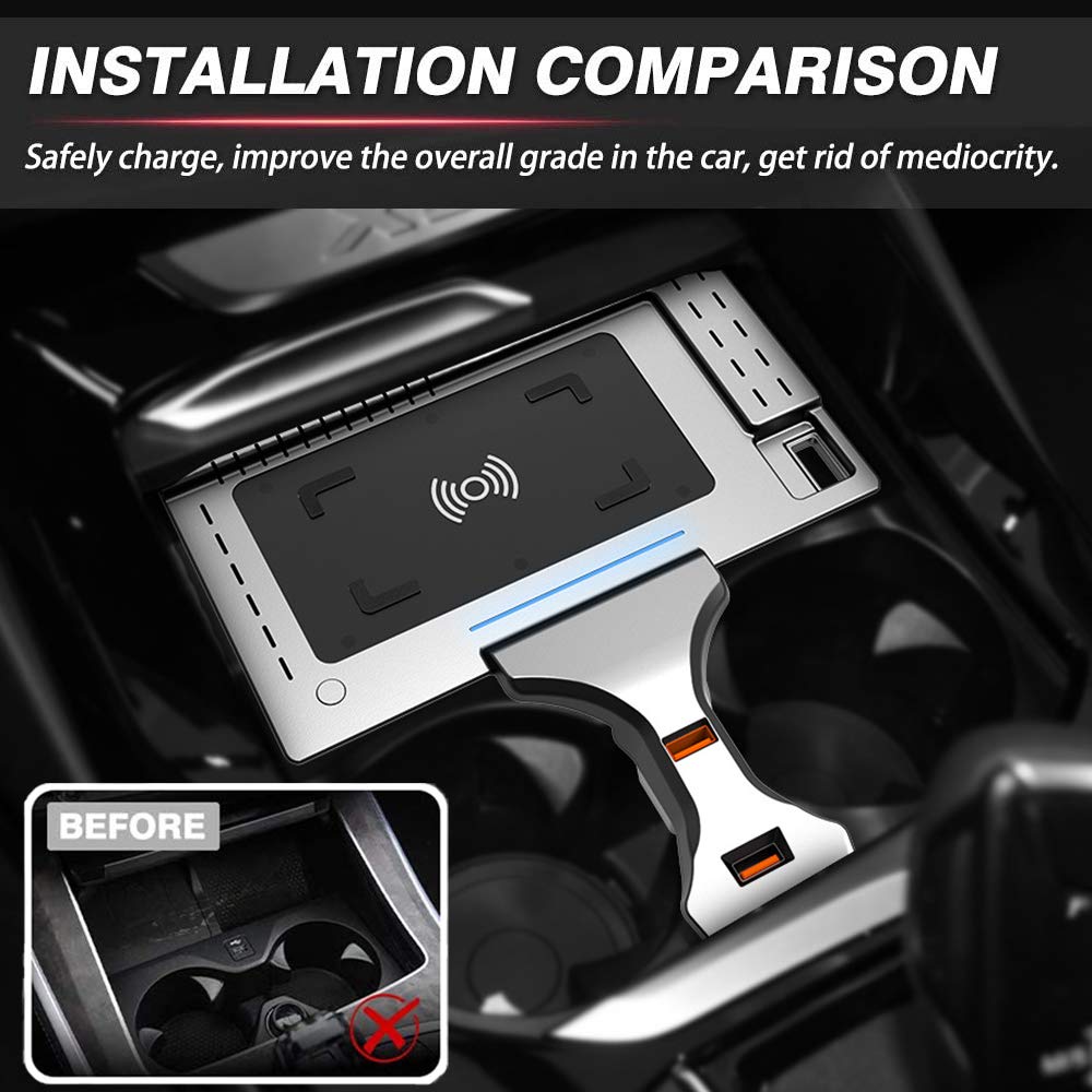 Cargador Inalámbrico Coche para BMW X3/X4 2019 2020 2021 Consola Central Accesorios Panel, 15W Carga Rápida Auto Teléfono Cargador Almohadilla con Puerto USB per iPhone Samsung Huawei