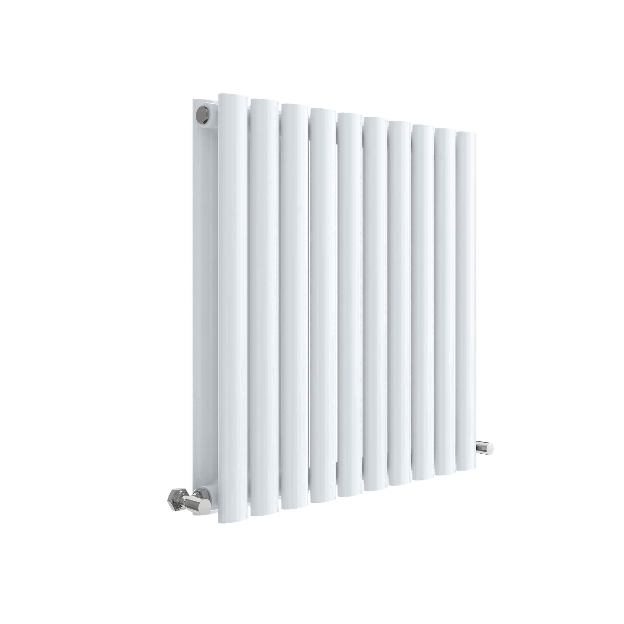 NuieHL338D Revive Modern Home Wall Mount Designer Horizontal Double Panel Radiator, 600mm x 586mm x 78mm, High Gloss White