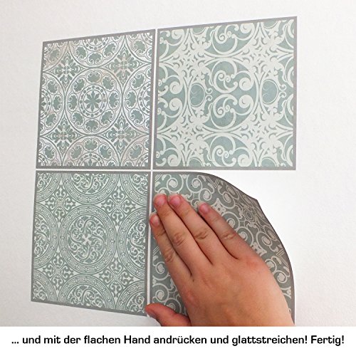 Decoratieve stickertegels 15x15 cm met leuke motieven en ornamenten voor muren en tegels | 12-delige set | satijnen… - Image 7