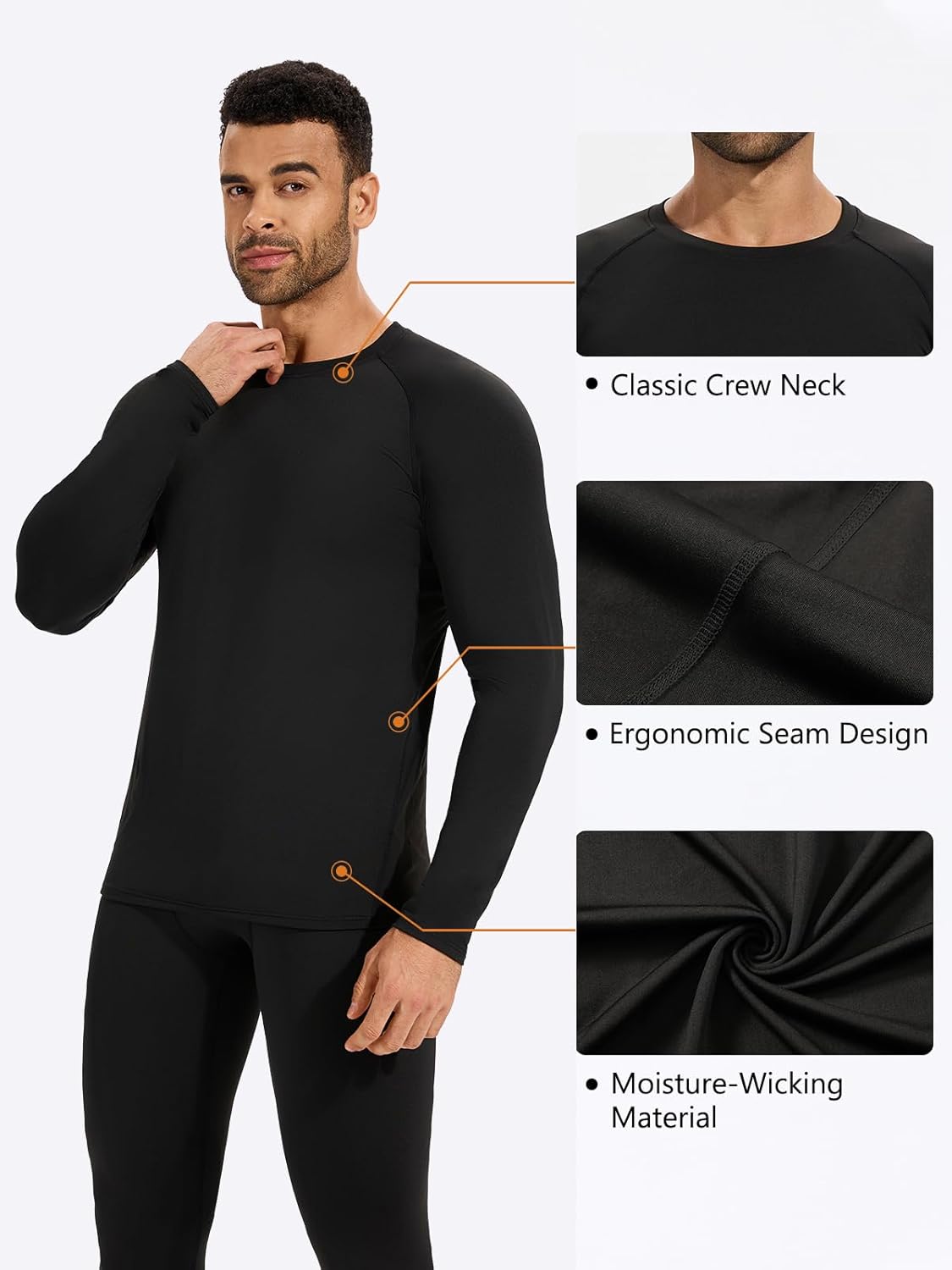 5/6 Pack Men's Compression Shirts Long Sleeve Athletic Workout Shirt Sports Base Layer Undershirt Quick Dry - Image 4