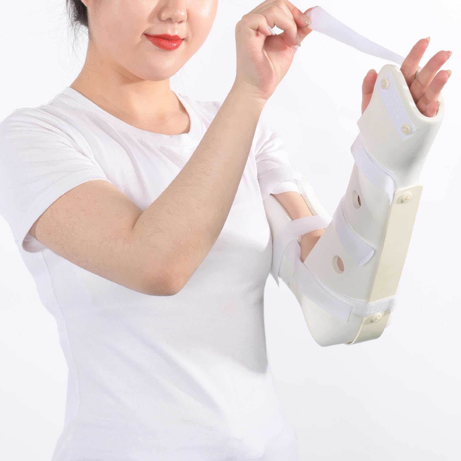 Tutore per Gomito Dell'avambraccio In Polimero, Staffa per Il Fissaggio di Lesioni Alla Frattura Dell'articolazione Del Gomito, Immobilizzatore per Stecca Del Gomito Traspirante e Leggero,R-S