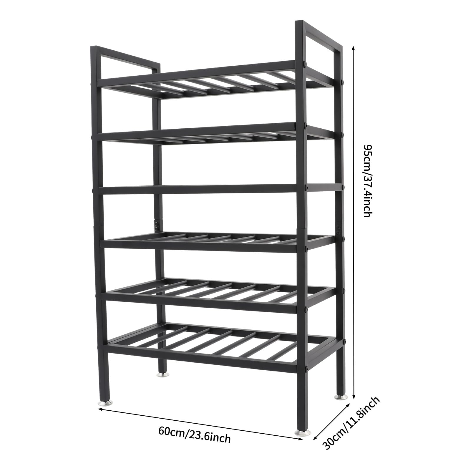 Weinregal für 42 Flaschen, Metall, 60 × 30 × 95 cm, Schwarz