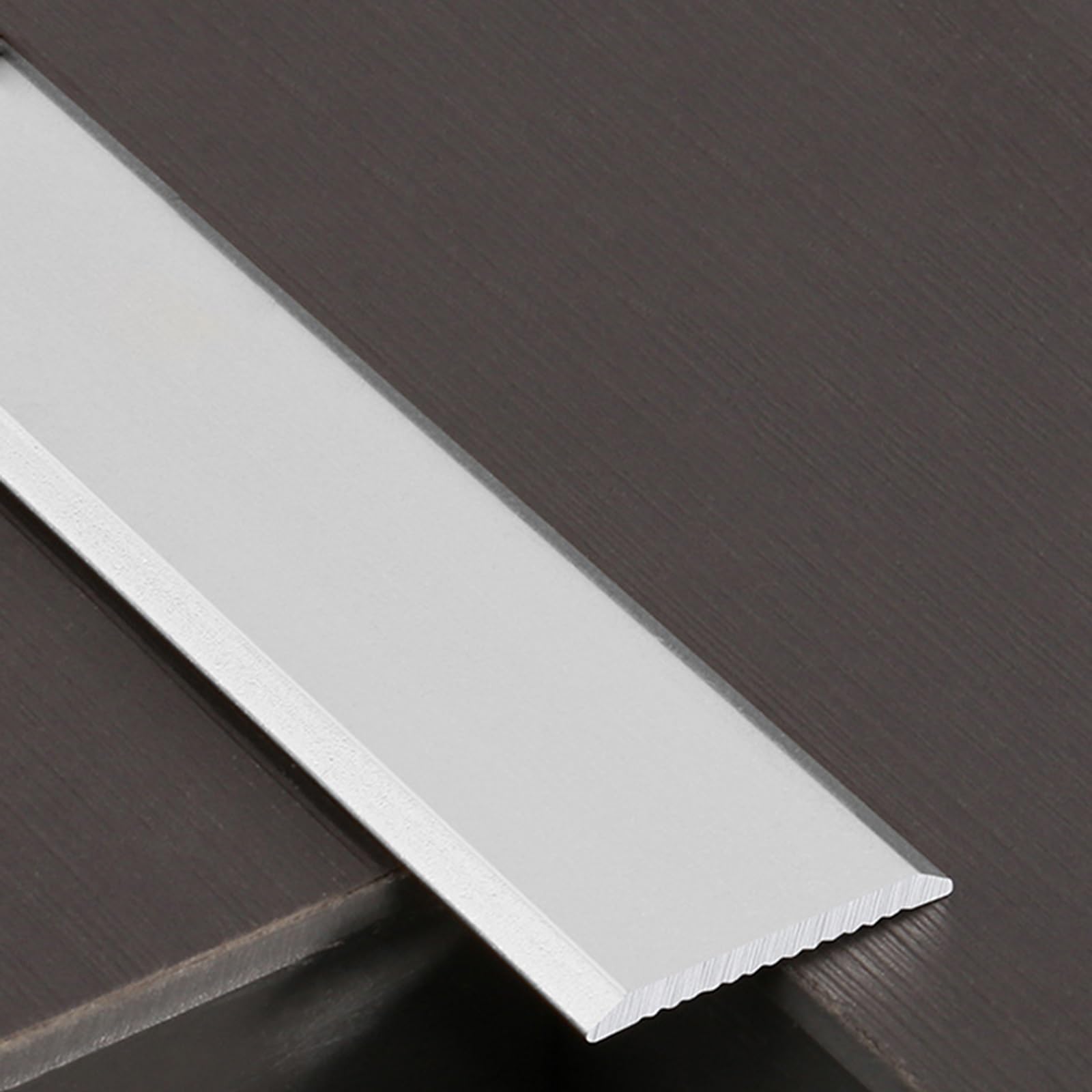 VQWQV Aluminum Flat Divider Strip Gap Covering Strips Easy To Clean For Door Threshold And Joining Flooring Gaps Of Laminate Planks Tile L90cm/2.95ft(Silver,W2cm)