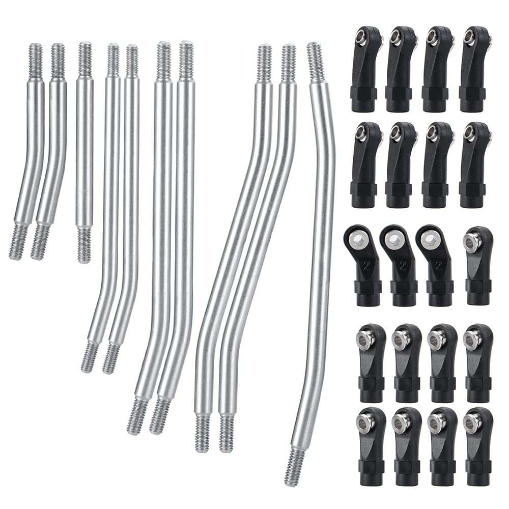 QUPA AM STORE 1Set Stainless Steel Link Rod Linkage 313mm Wheelbase for TRX4 1/10 RC Crawler Car Upgrades Part (Silver)