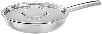 Amazon Brand - Solimo Tri-ply Stainless Steel Induction Base Frying Pan+Cover (22cm, 1.5L)