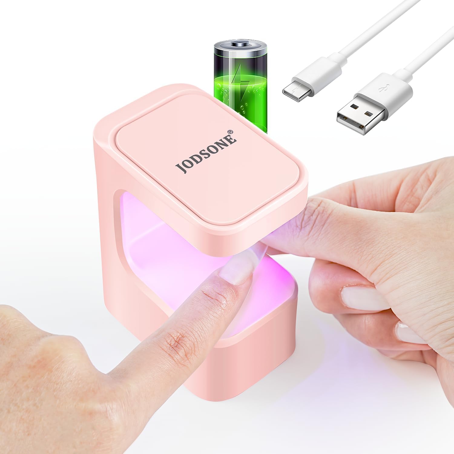 JODSONE Mini U V Lamp, U V/LED Nail Lamp, Nail Dryer Nails for Gel Nail Polish, Polygel, Builder, Nail Tips, Glue Gel for Beginners, DIY Salon, USB Nail Lamp for Travel (Pink)-image-39