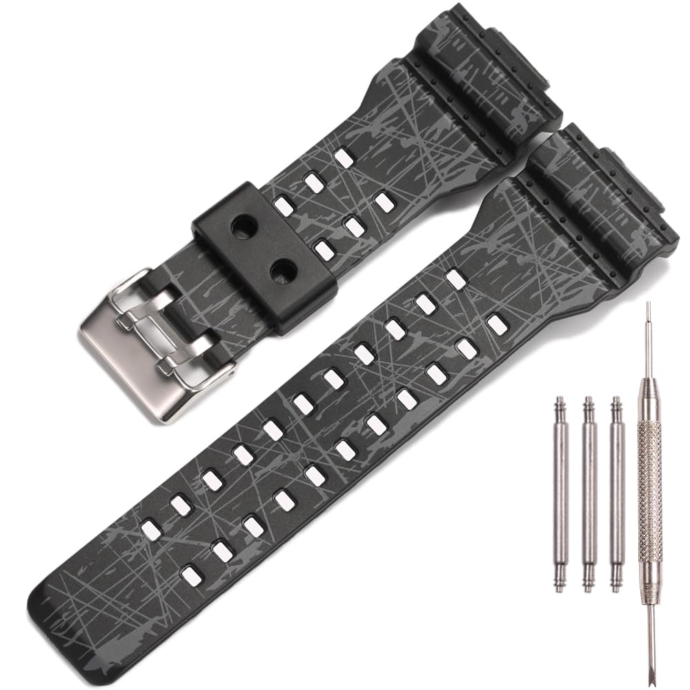 Resin Replacement Bands Compatible with Casio G-Shock GA100 GA-100 GA-120 GA110 GD-120 GD100 Watch Strap