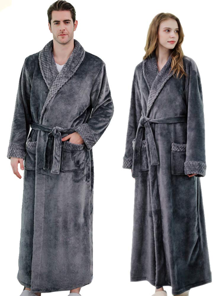 Arcade Bathrobe Men's Gown Women's Unisex Bathrobe Post-Bath Loungewear Roomwear Nightgown Stylish X-Large gray