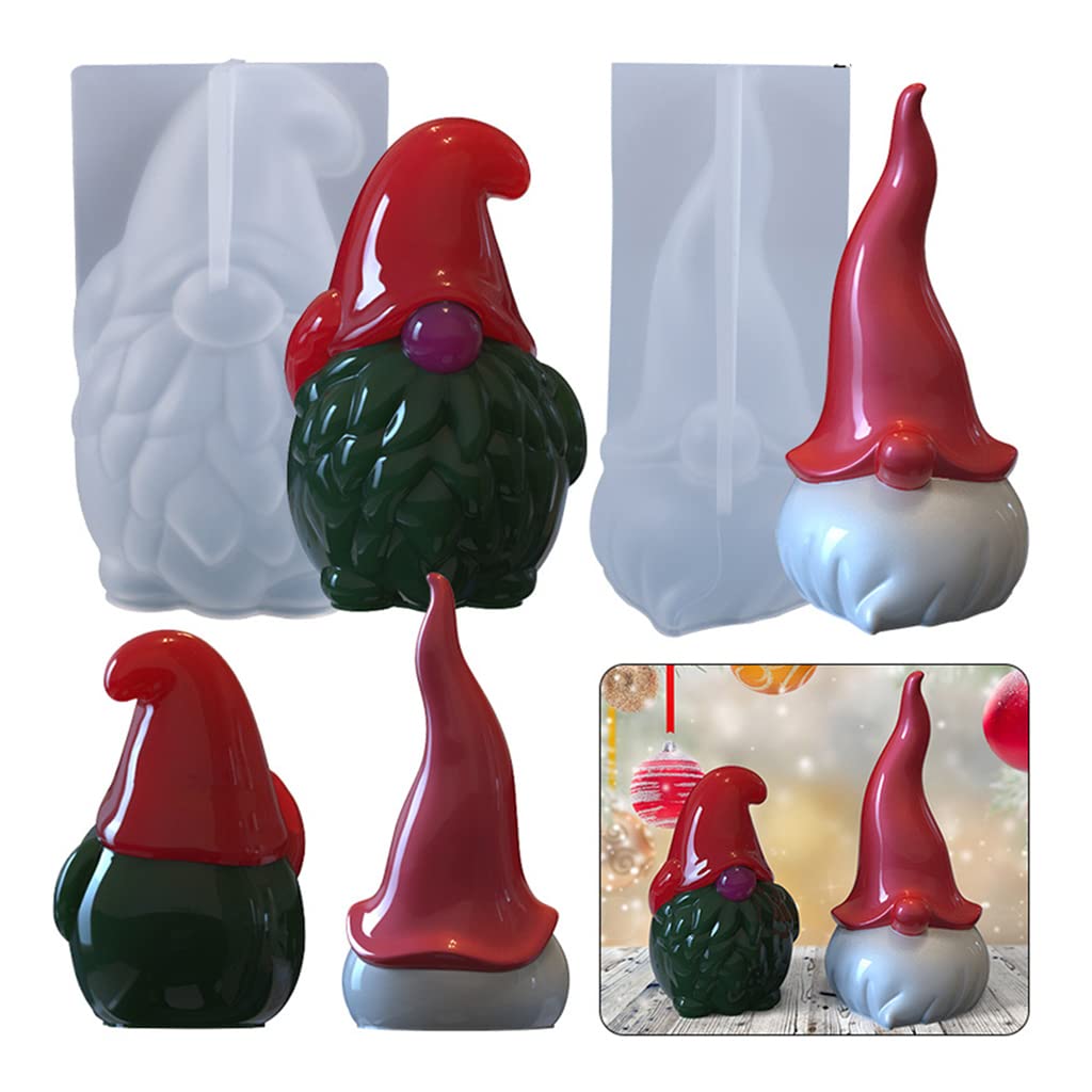 Moules à Bougies De Noël En Silicone 3D Père Noël - 2 Pièces Moules Gnomes Pour Bougies Parfumées Et Savons Artisanaux