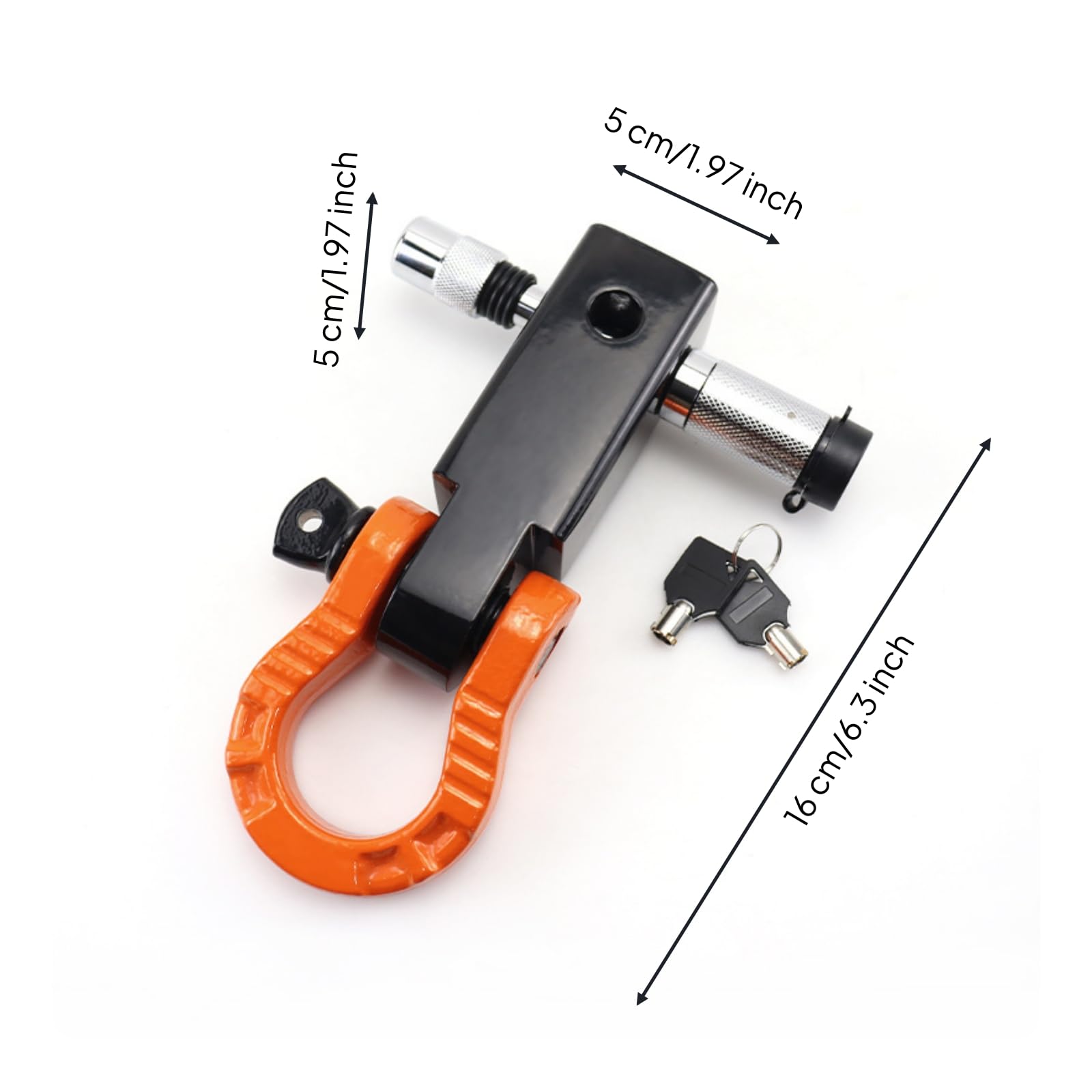 Antivol D'attelage avec Clés Robuste Antivol Remorque avec Clé Soli Verrou Remorque Anneau pour Stationnement, Remorquage , Blk Arm - 8T Org