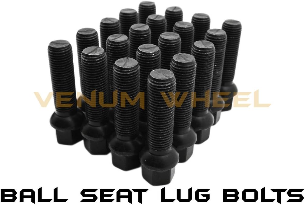 10 Pc 28mm Stock Factory Length 14x1.5 Black Ball Seat Lug Bolts | Fits: W211 W212 2003-2015 E320 E350 E500 E63 AMG Which is Compatible with Mercedes Benz