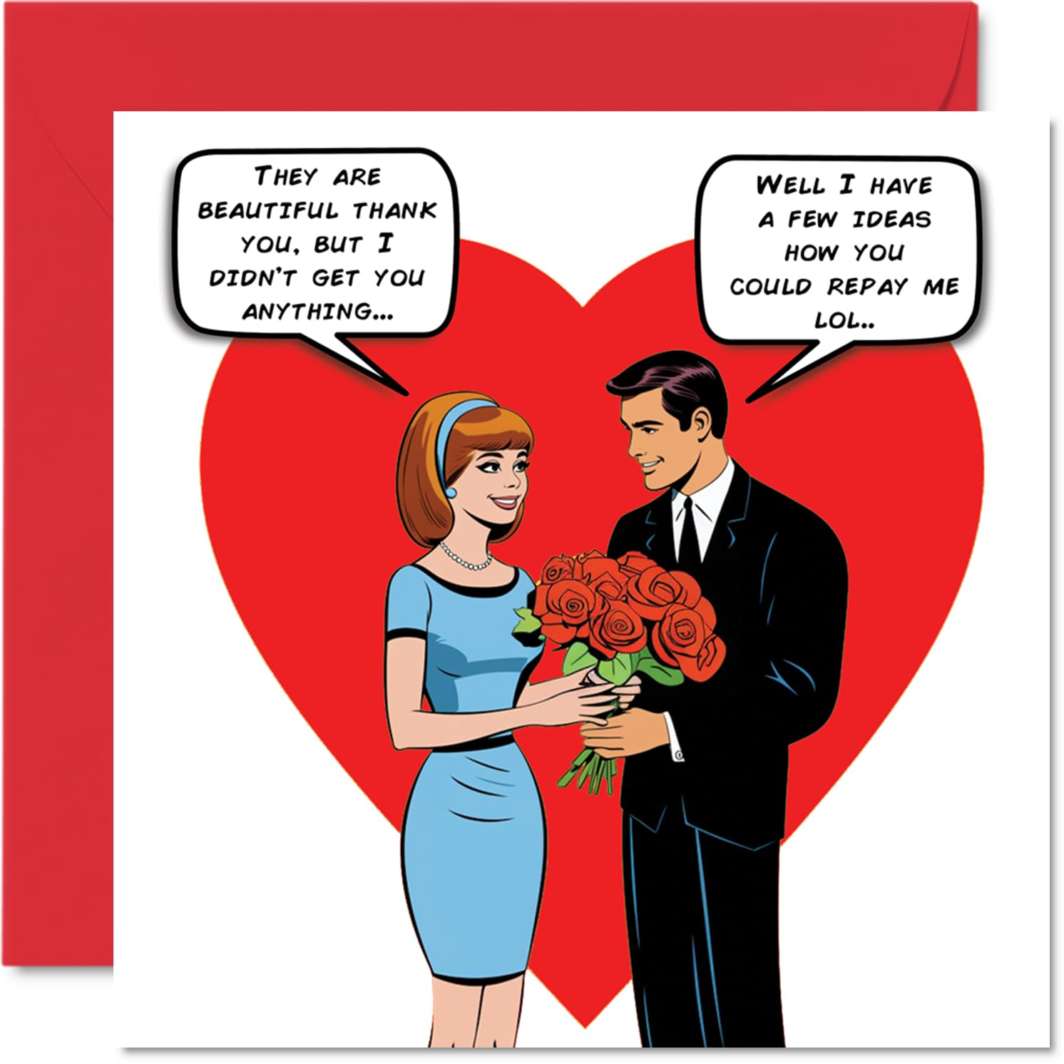 Rude Naughty Anniversary Card for Wife Girlfriend Partner - Retro Roses - Funny Anniversary Card for Women Her, 145mm Banter Offensive Greeting Cards Fiance