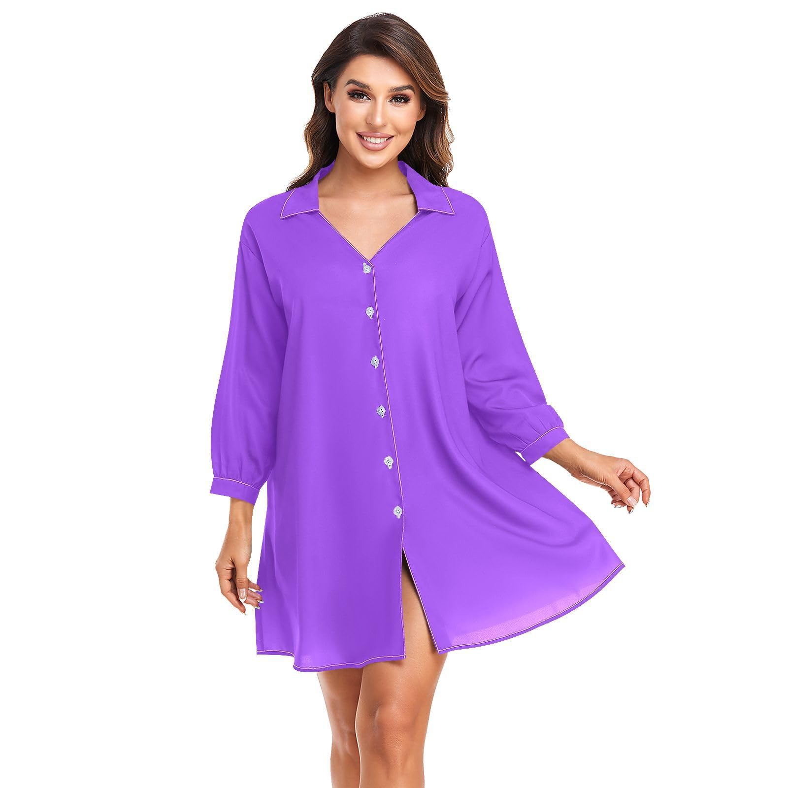 GuoChe Womens Cover Up for Swimwear Blue Violet Beach Shirt Cover ups Swimsuit Cover up Shirt Beach Cover