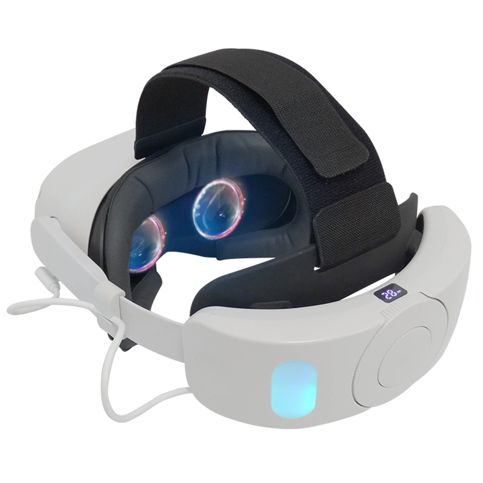 Elite Opaska Z Baterią Do Oculus Quest 2, Regulowana Opaska Na Głowę I Bateria 6000mAh, Lampka Oddechowa RGB, Poprawiają Wrażenia Z Gry I Zapewniają Wygodne Akcesoria VR Dla Dzieci I Dorosłych.