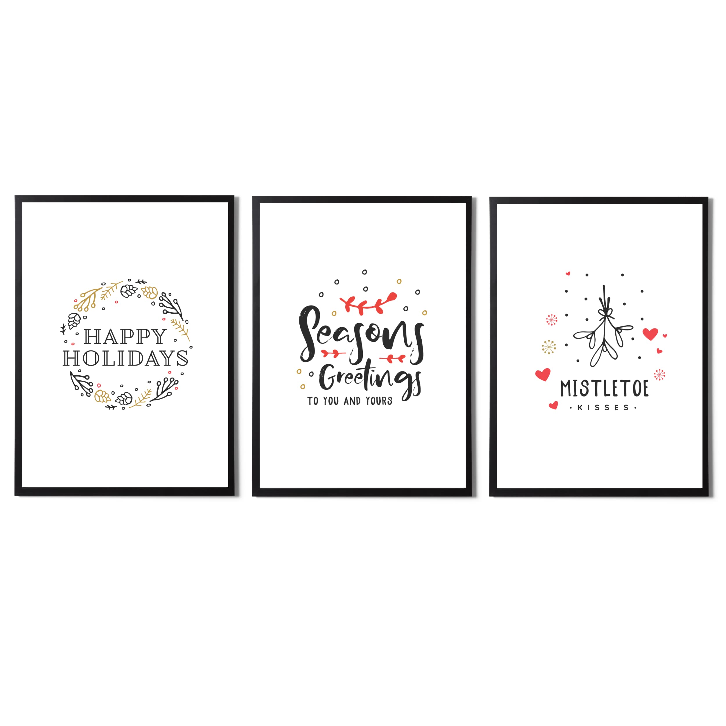 State Media Vision Seasons Greetings Set Christmas Prints Wall Art, Merry Christmas Home Decor Posters, A4 And A3 Size, Christmas Wallart Decorations (, A3 Size)