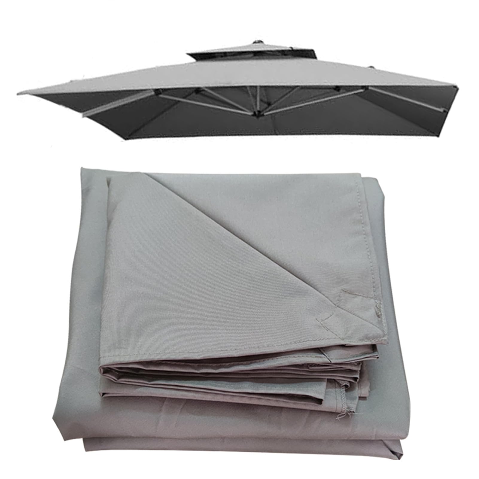 CZQGLYM 2.5m-3M Square Parasol Replacement Canopy 8 Ribs for Garden/Outdoor/Table Umbrella UV50+ Fabric Garden Cantilever Parasol Replacement (Grey,3x3m(9.8ft x 9.8ft))