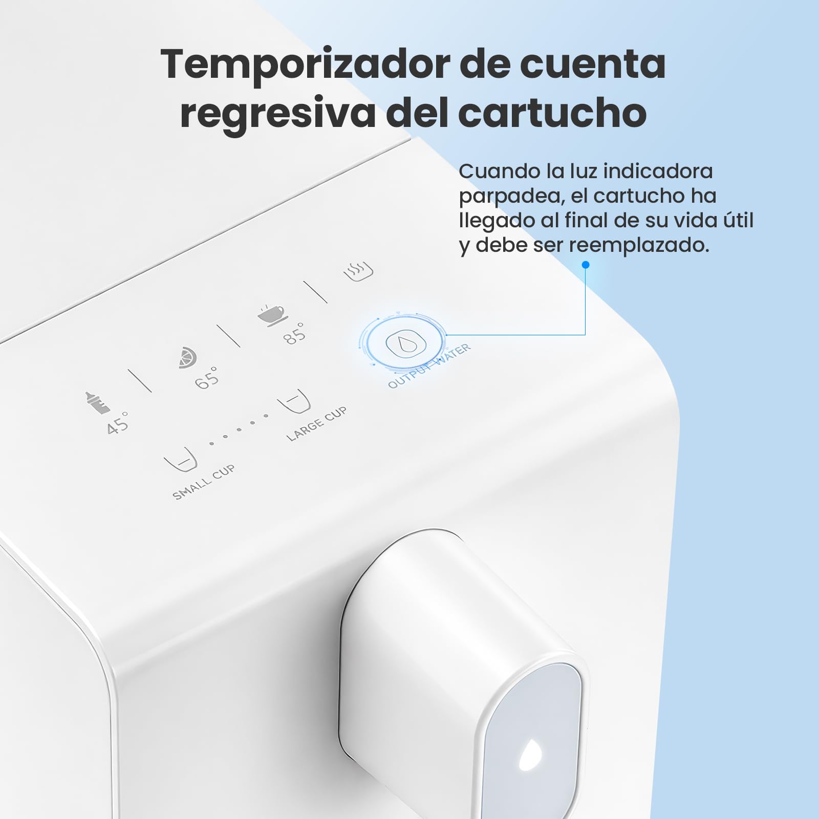 Dispensador de agua caliente, dispensador instantáneo con filtración y calefacción, 3 cartuchos filtrantes. Filtra el agua para reducir la piedra caliza, el cloro, el plomo.