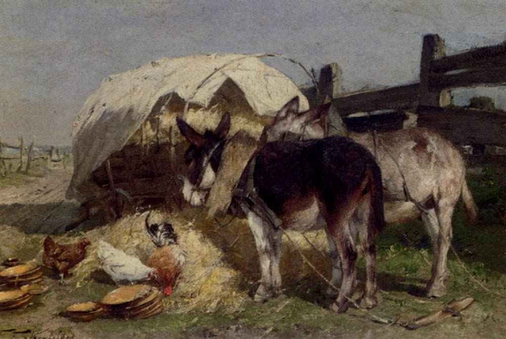 SERENDIPITP Abstract Painting Mural Print Picture Wall Decor Painting the Midday Rest by Friedrich Eckenfelder Vintage Wall Artwork for Home Decor 60x90cm