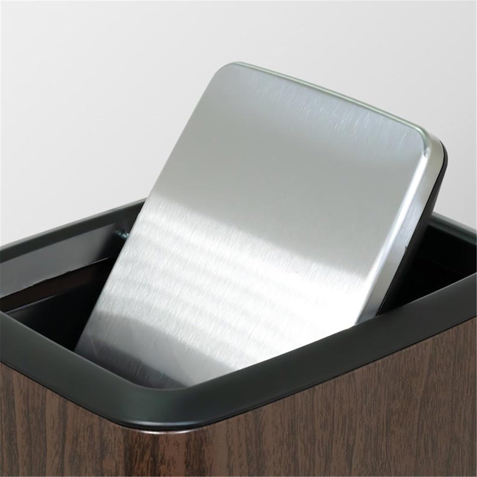 Interior Papelera de oficina estilo retro chino, papelera baño con tapa for y cocina contenedor de basura(Bruin)