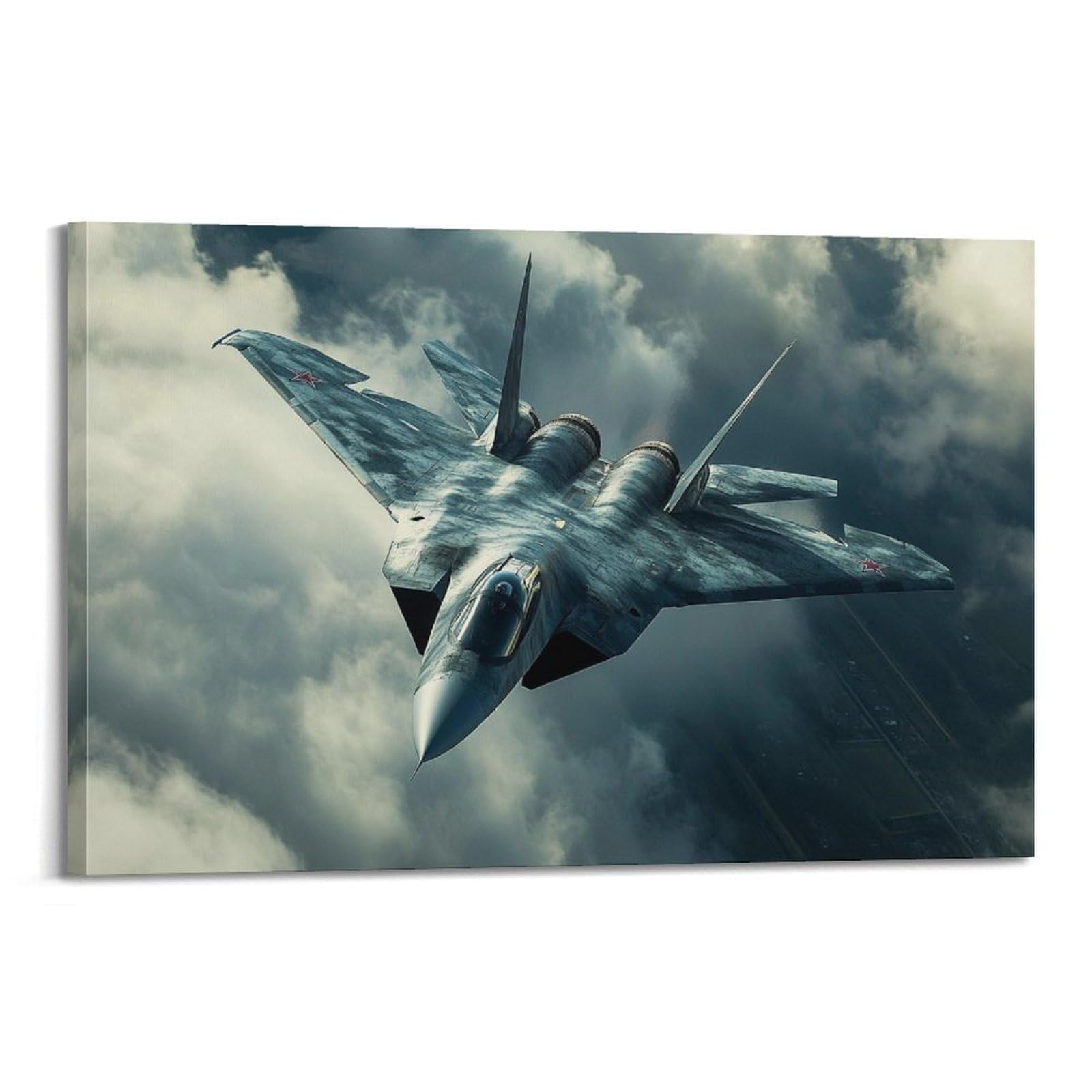 XHBKJA Su-57 Performing Agile Manöver, russisches Camouflage-Muster, zeigt Superma-Poster, Leinwand, Wandkunst, minimalistisches, modernes Wandbild, dekoratives Gemälde, hängende Kunstwerk, 40 x 60 cm
