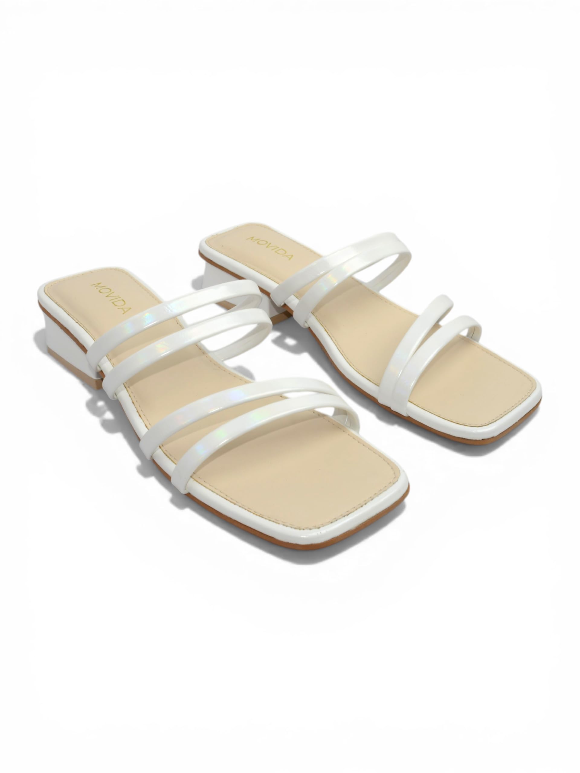 Women White Multi Strap Heel Sandals | Elegant Open Toe Slip-On Heels | Cushioned Footbed | Stylish Casual-image-23
