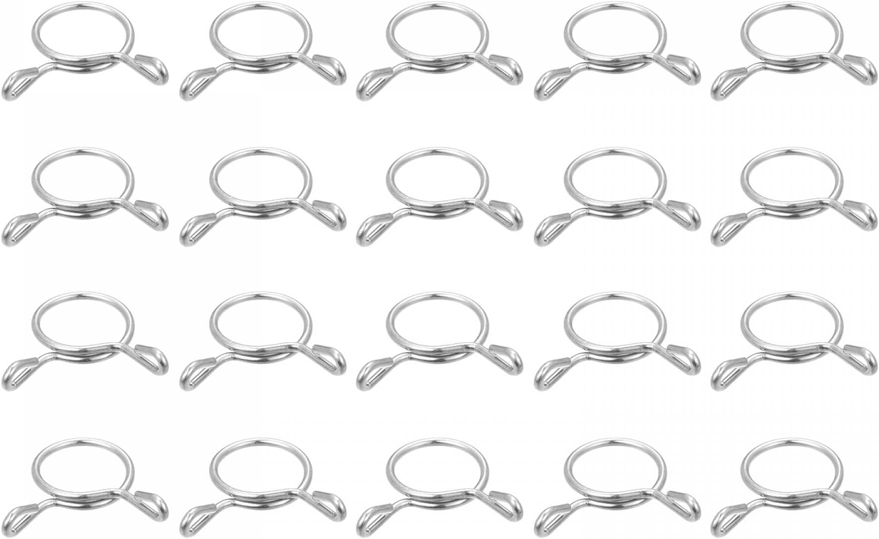 uxcell Fuel Line Hose Clips, 20pcs 18mm ID Fit 19.5-20mm OD Hose 304 Stainless Steel Water Pipe Air Tubing Spring Hose Clamps for Motorcycle Scooter