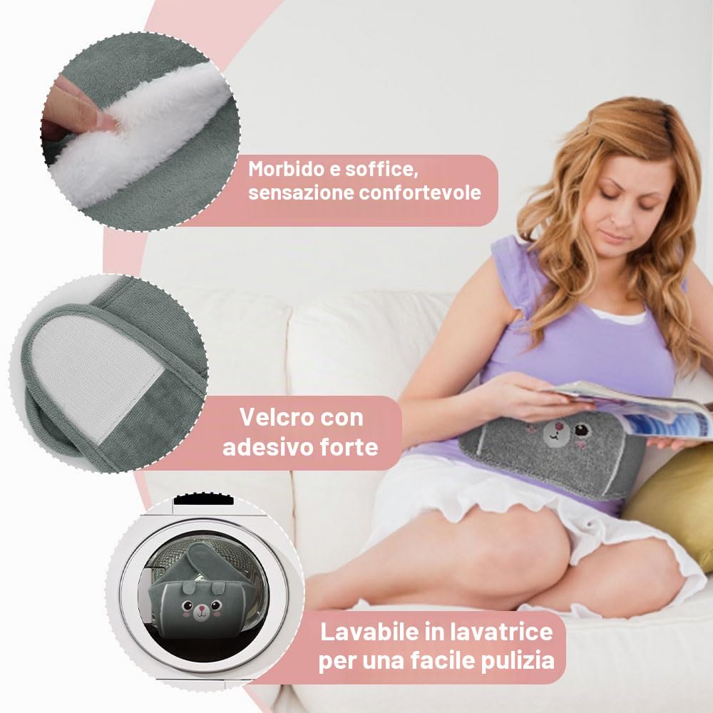 Borsa Acqua Calda in gomma con morbida copertura in vita, borsa per acqua calda per collo e spalle, schiena, gambe, vita calda