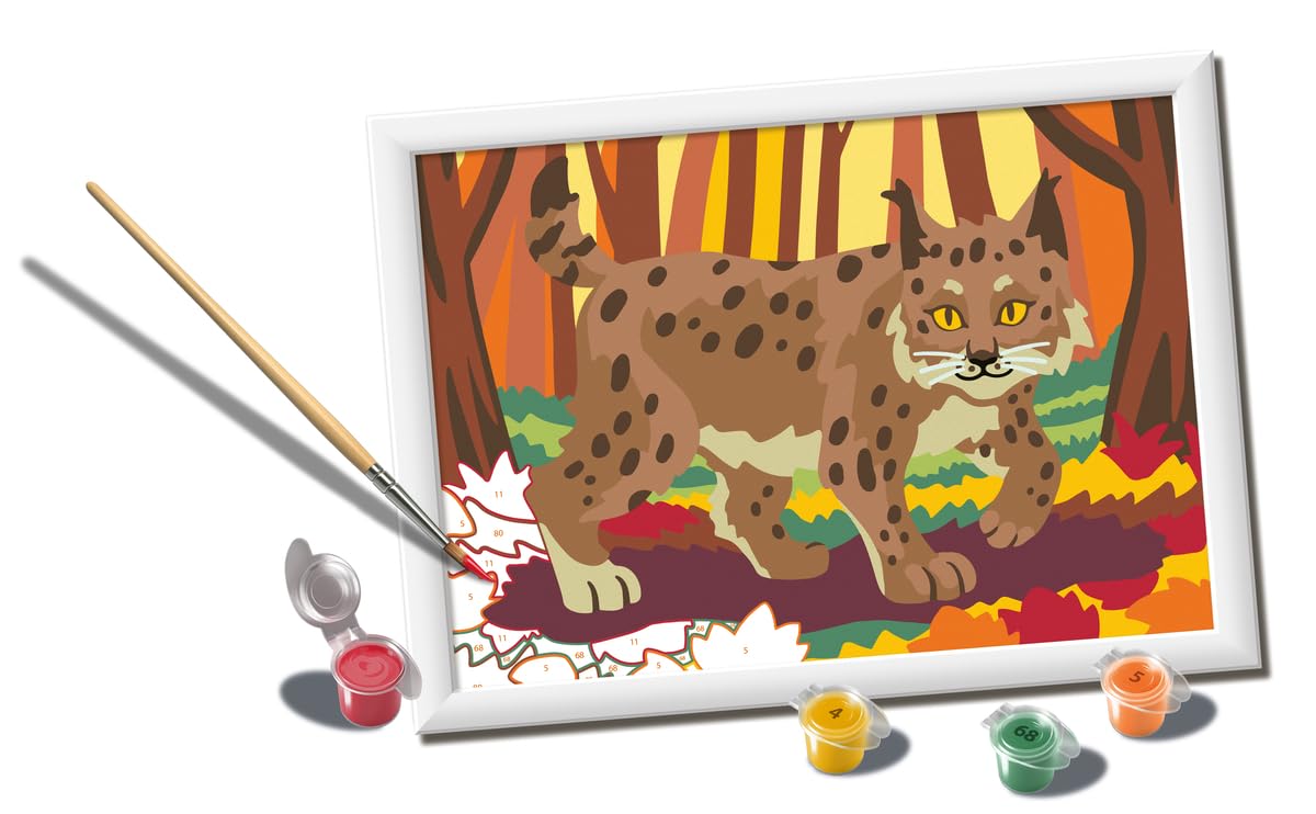 Ravensburger - Creart Serie D Lince Nel Bosco | Kit Pittura Bambini | Dipingere Con I Numeri Include Tutto Il Necessario | Giochi Bambini 9 Anni O Più | Creart 9 Anni