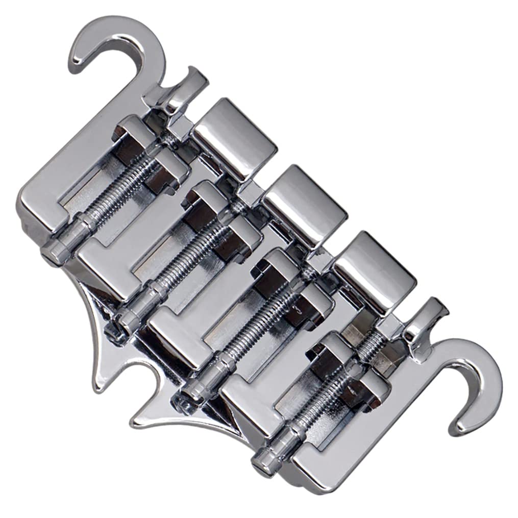Hopbucan 3 Point 4 String Bridge Tailpiece Zinc Alloy Bridges with Saddle Replacement Parts for Style,Silver - Image 4