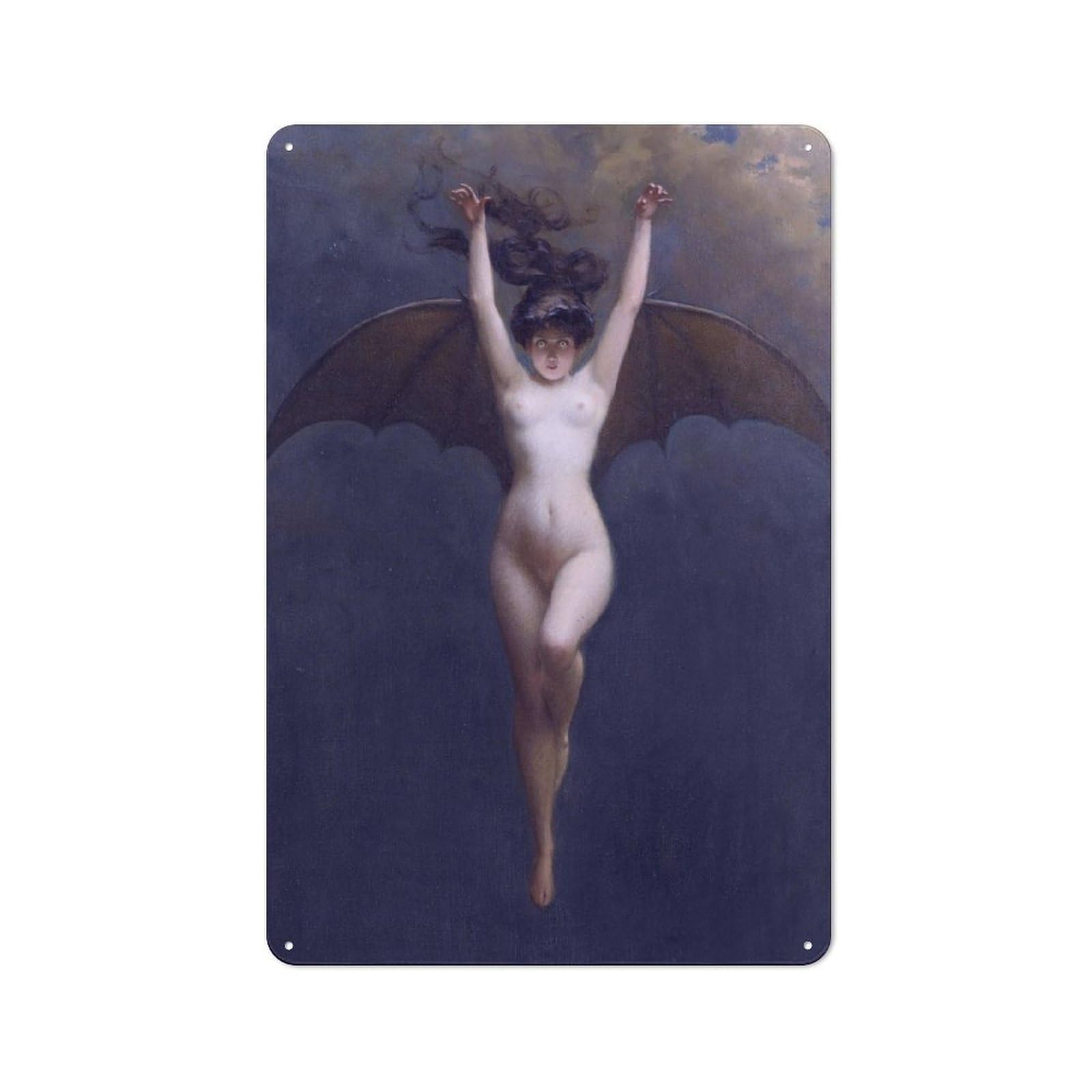 Junmoney Bat Woman Rustic Tin Sign 30X20cm For Living Room Or Hallway, Suited To Living Room Decor Lovers