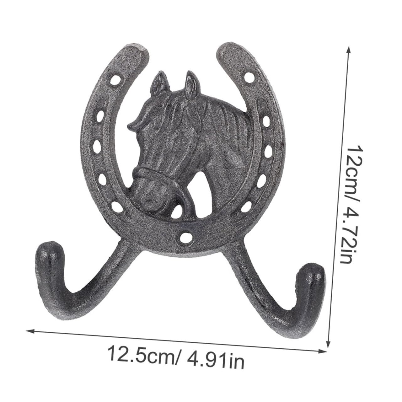 4 Pezzi Ganci da Parete Nero, in Ferro, Stile Vintage, Doppio Gancio a Forma di Ferro di Cavallo, per Bagno e Camera da Letto