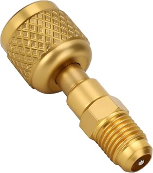 R32 R454B Refrigerant Brass Adapter, 1/4" SAE Female to 1/4" SAE Male Reverse Thread, HVAC Quick Connect Low Loss Fitting for R-454B/R-32 A2L Refrigerant Tanks, Mini Split System