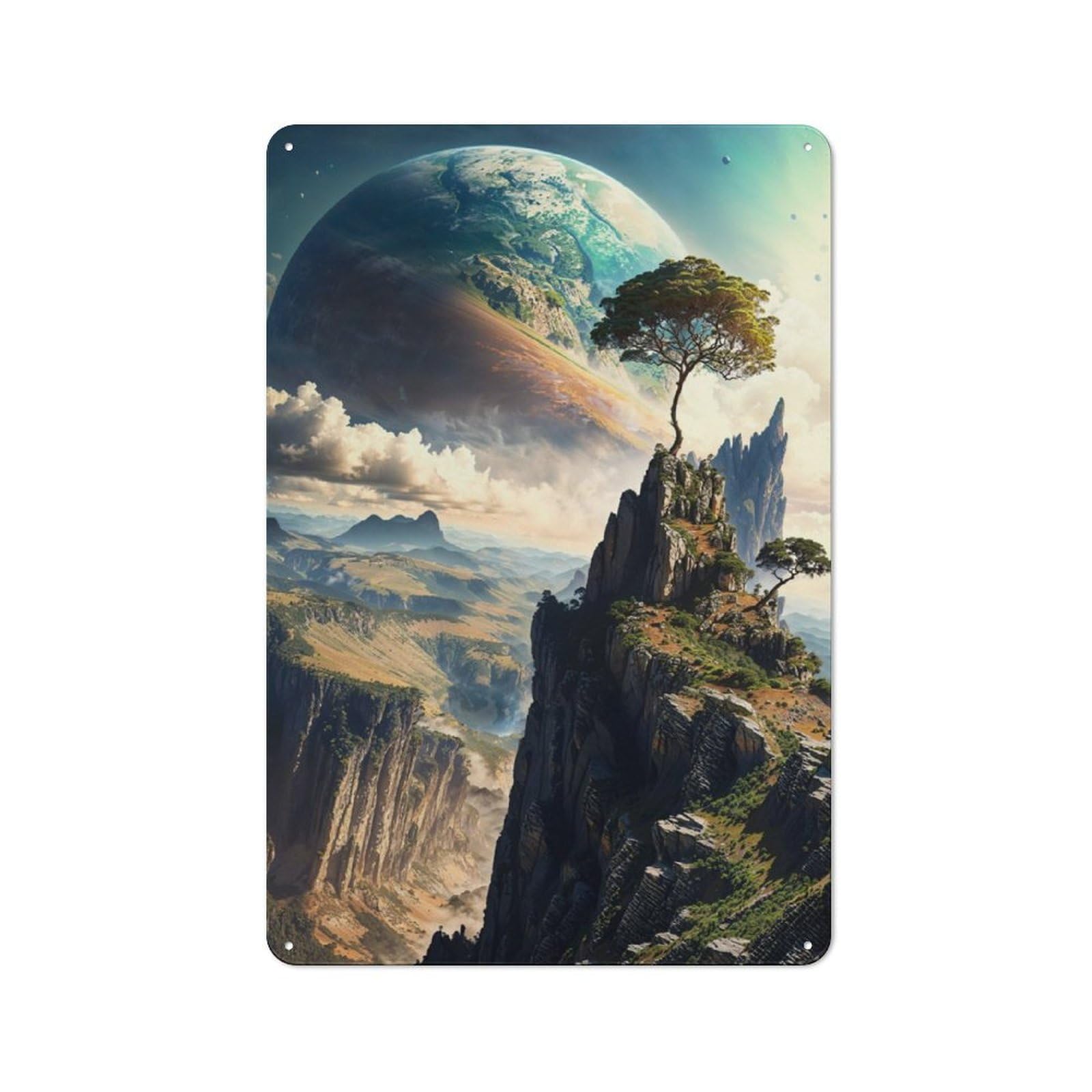 Junmoney Galactic Eden Panorama Vintage Tin Sign 30X20cm With For Café Or Home Bar, Suited To Café-Style Decor Fans