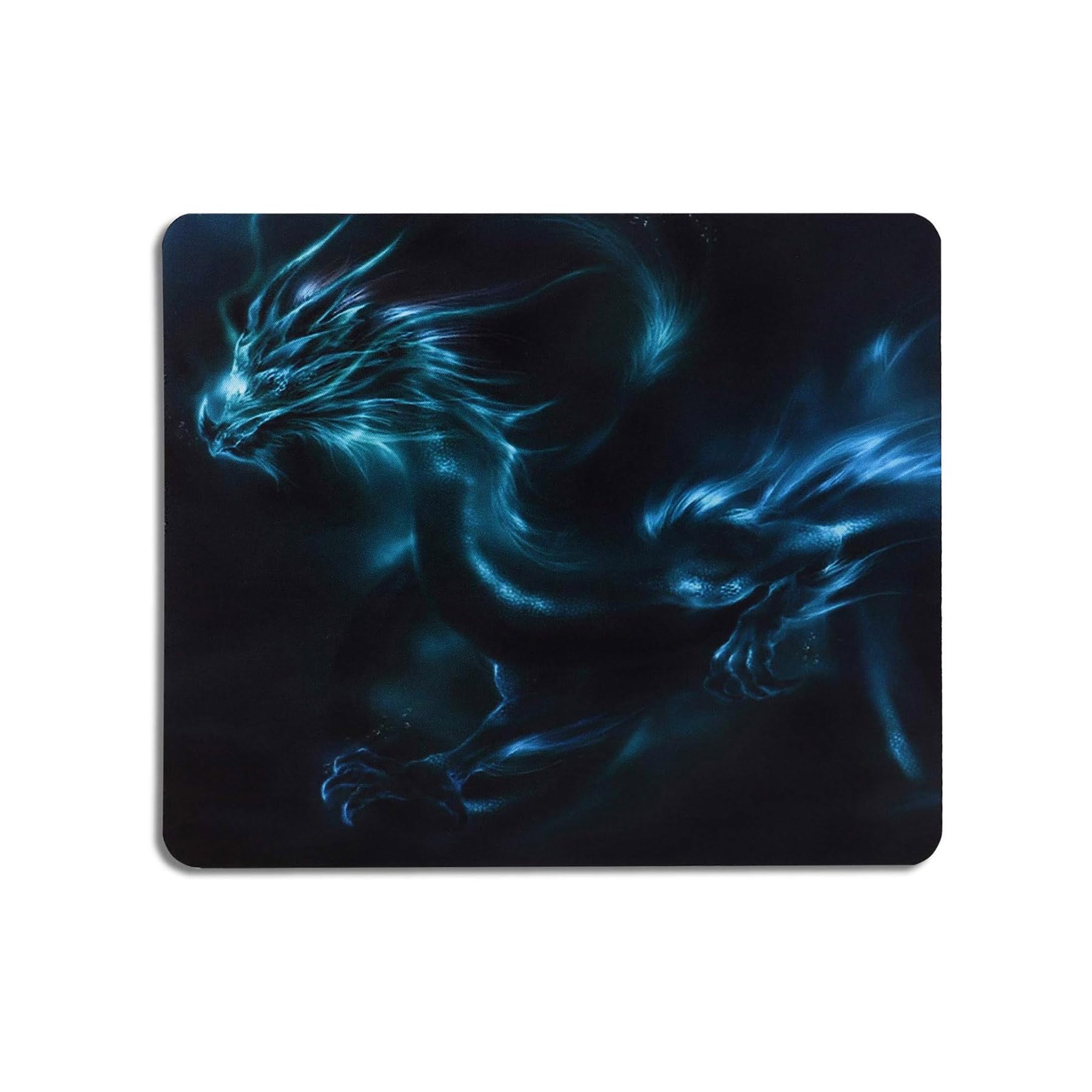 ELLENNE - Alfombrilla para ratón 240x200mm | Superficie de Lycra ultra-lisa | Cómoda, antideslizante y lavable alfombrilla para oficina, juegos y portátil (Cód. 8 - Dragón Etéreo Azul)