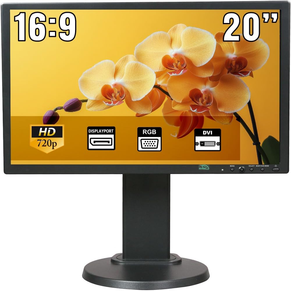 Monitor 20" HD 720p RICONDIZIONATO 16:9, display port, vga e dvi con schermo pivot.