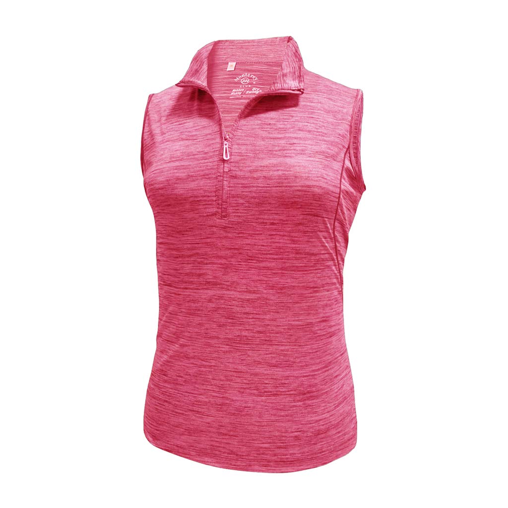 Monterey Club Women's Melange Jersey Performance Sport Top Sleeveless #2363 (Raspberry, X-Large)