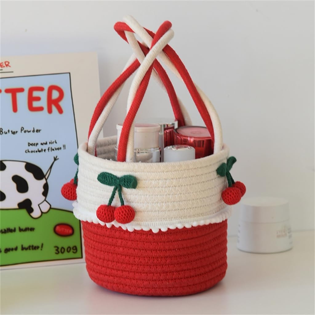 Cherrys Inspire Cotton Rope Basket Portable for Trendy Women and Student image 2