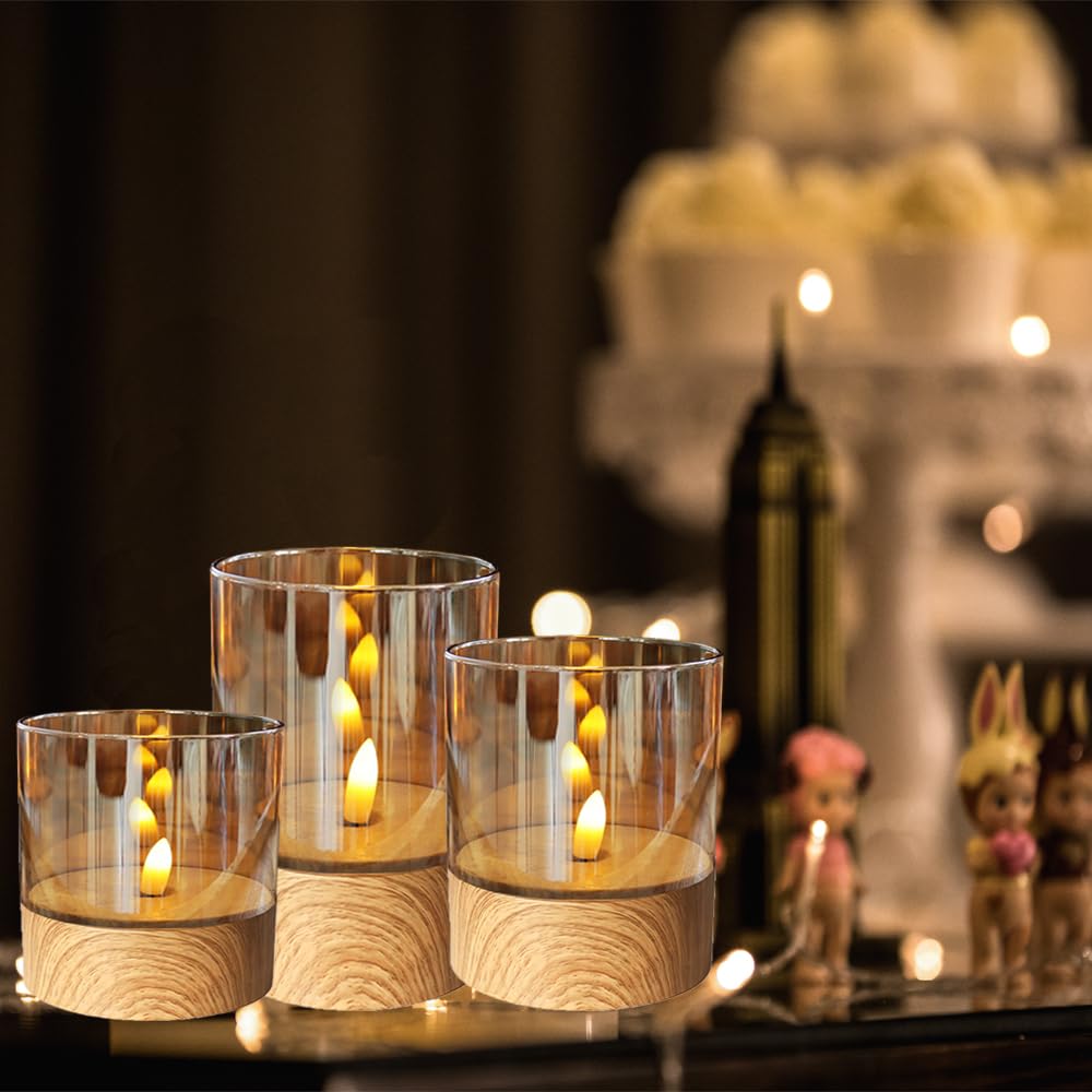 GenSwin LED-Kerzen Aus Glas Mit Fernbedienung - Flammenlos, Flackernd, Wiederaufladbar & Mit Timer