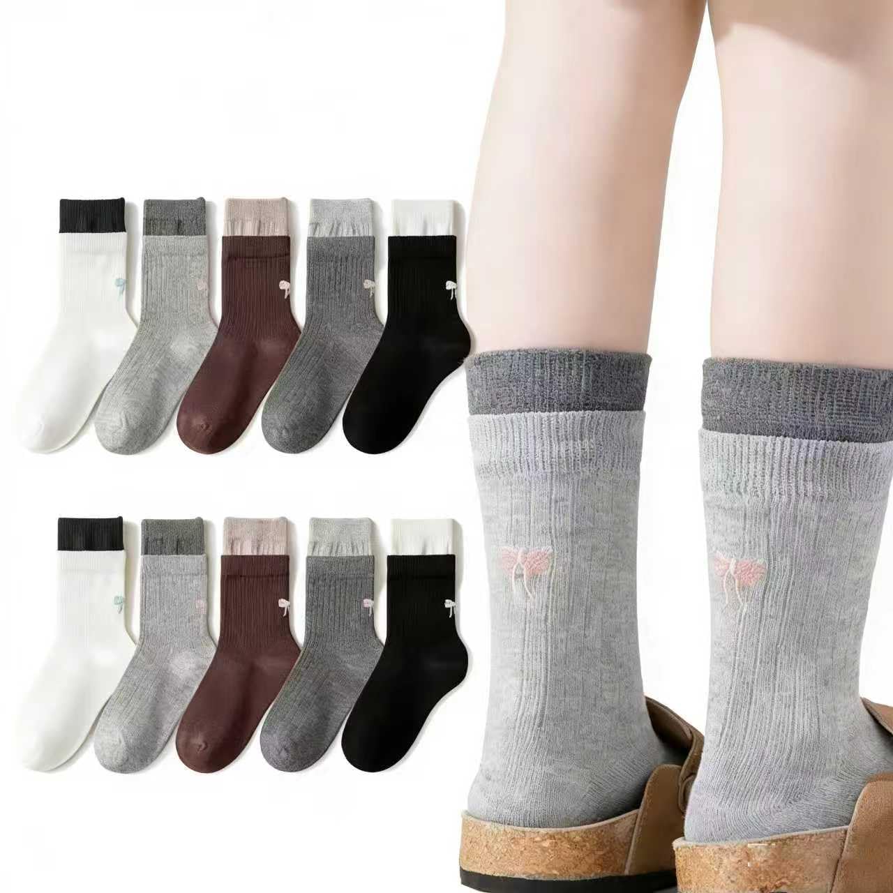 Zzxlw Mädchen Socken 10 Paar Frilly Doppel Manschette Design Kinder Muster Lustige Wandern elastische niedliche Mode Sports tägliche Socken