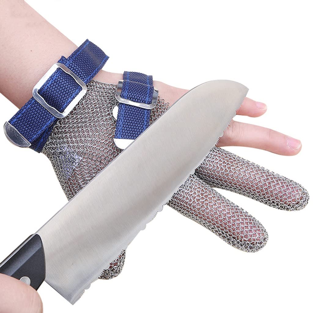 Guantes de protección de Acero Inoxidable de Grado 9 de Grado 9, Guantes de Trabajo Ajustables Antideslizantes Resistentes al Desgaste (Size : 2pcs/XL)