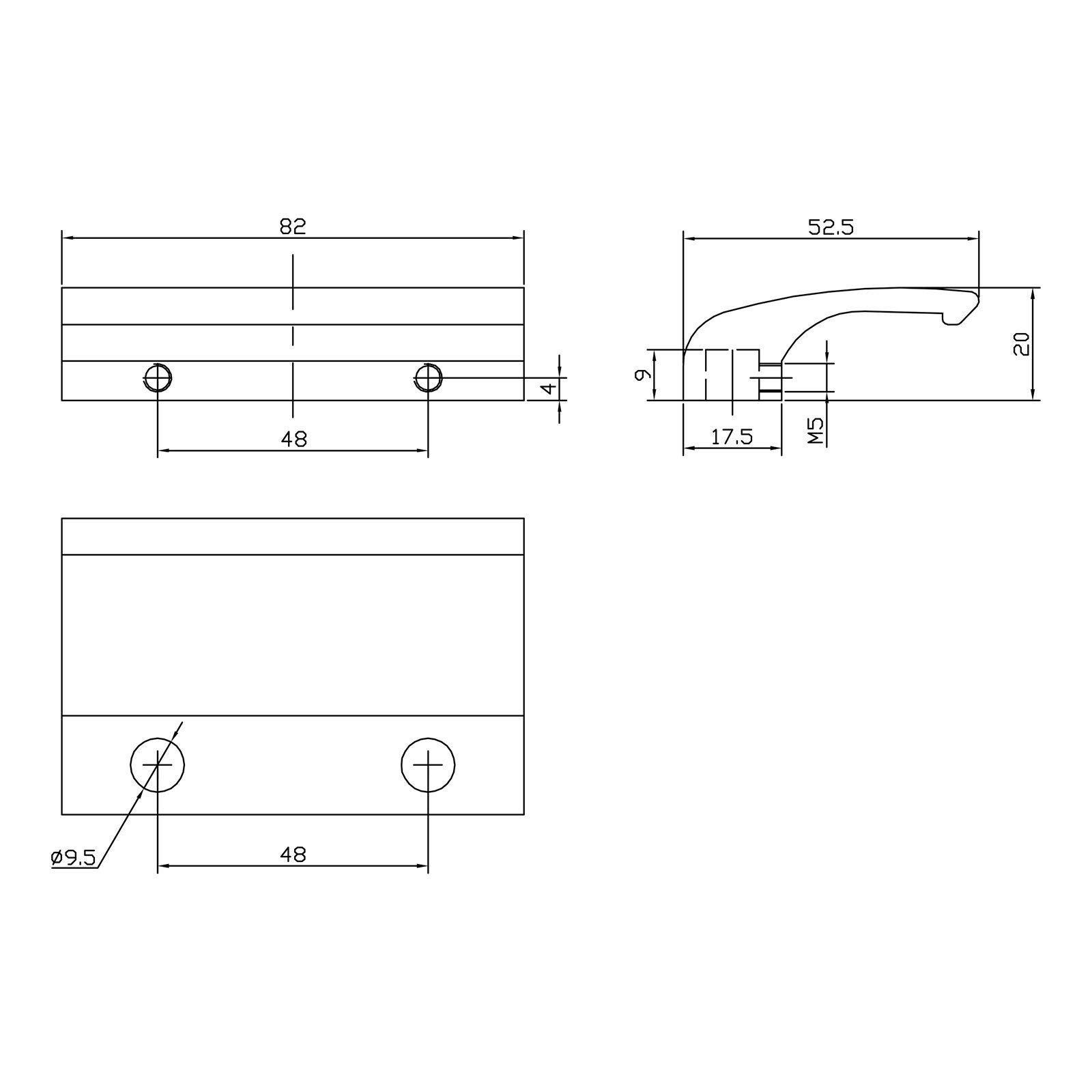 SOTECH Confezione da 5 maniglie per porte da terrazza in alluminio, collegamento a vite nascosto (82 x 52,5 x 20 mm, BA 48 mm) Maniglia per porta esterna bianca