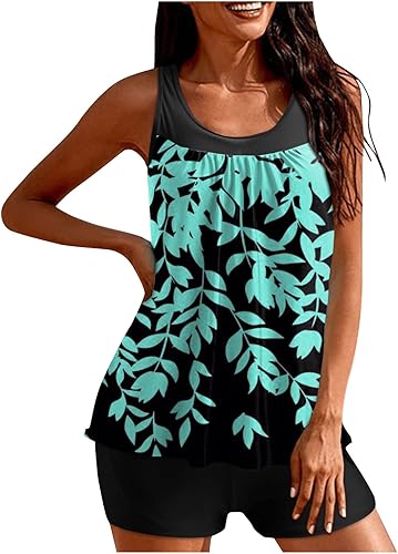 Women's Print Panel Split Flat Angle Large Dreess Swimsuit Summer Casual Swimwear Loose Comfortable Bathing Suit