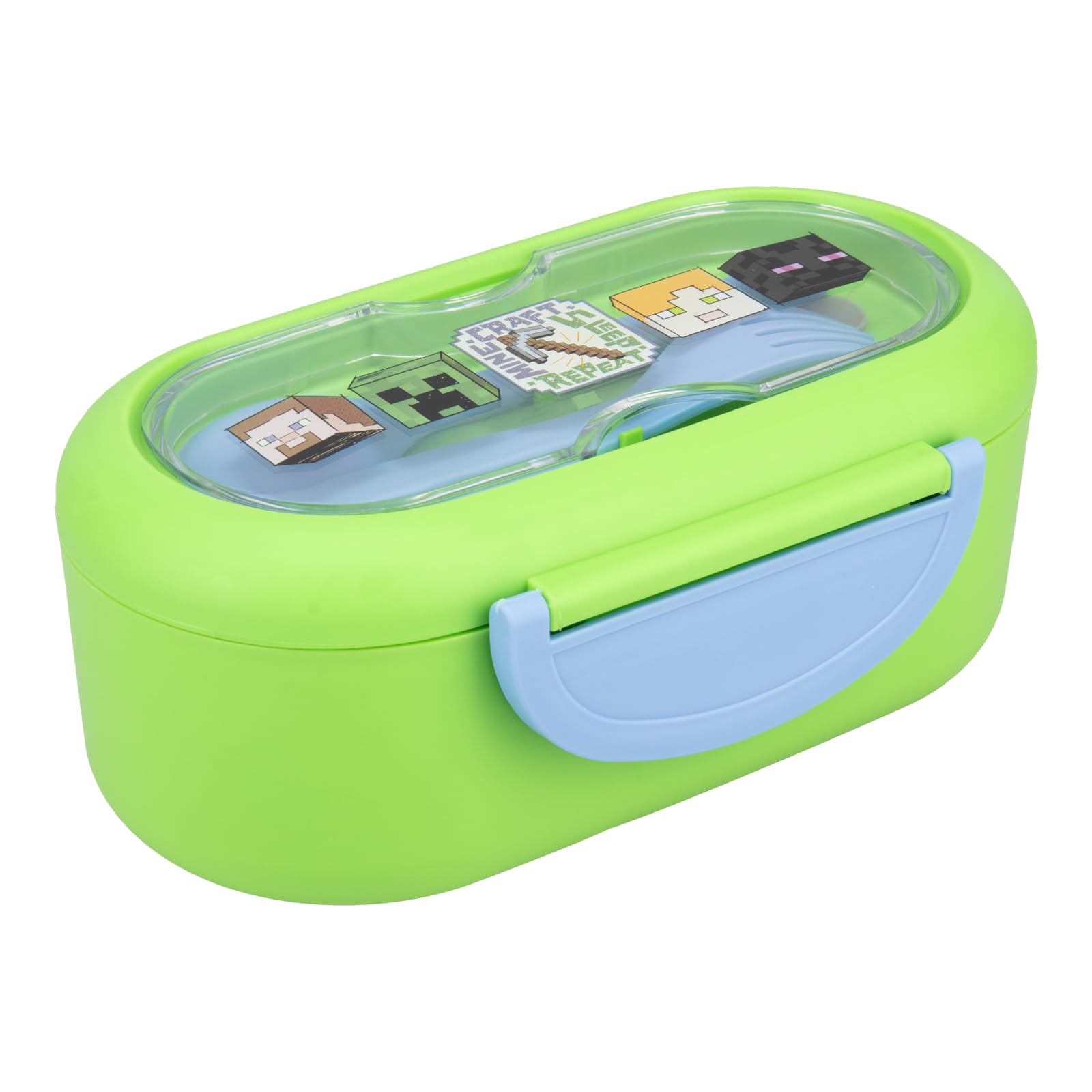 Paladone Minecraft Bento Box - Offiziell lizenzierte Lunchbox mit Trennwand, Gabel- und Löffelset, spülmaschinen- und mikrowellenfest, perfekt für die Arbeit, Schule oder Picknicks