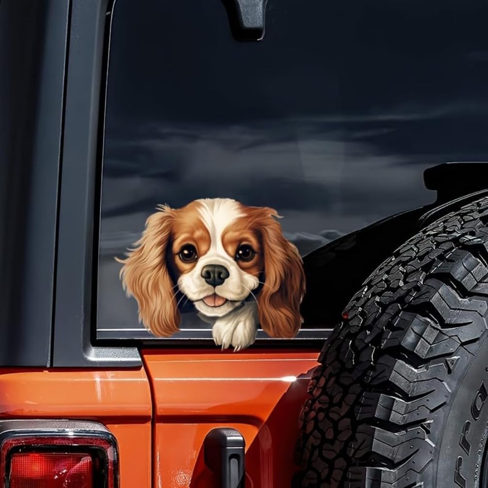 2pc Cavalier King Charles Spaniel Vinyl Decal 5.12"x4.72", Cute Dog Sticker for Car, Truck, Laptop, Window, Pet Lover Decor |#DK113 - Image 2